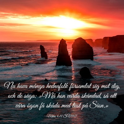Picture 03 - Mika 4:11 SV1917 - Nu hava många hednafolk församlat sig mot dig, - Bible Verse Picture