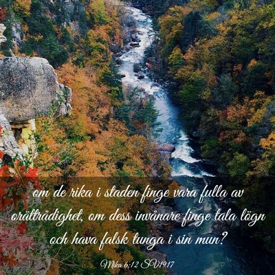 Picture 03 - Mika 6:12 SV1917 - om de rika i staden finge vara fulla av - Bible Verse Picture
