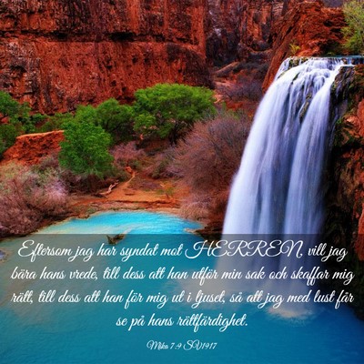Picture 03 - Mika 7:9 SV1917 - Eftersom jag har syndat mot HERREN, vill jag - Bible Verse Picture