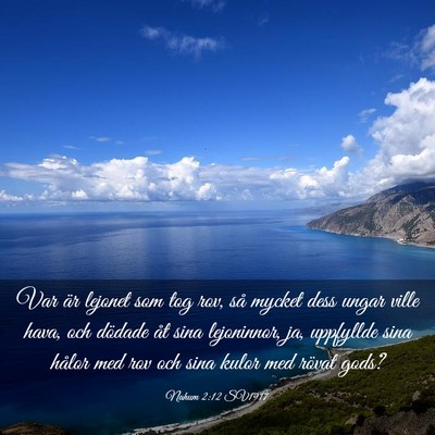 Picture 03 - Nahum 2:12 SV1917 - Var är lejonet som tog rov, så mycket dess - Bible Verse Picture