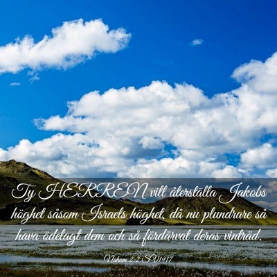 Picture 03 - Nahum 2:2 SV1917 - Ty HERREN vill återställa Jakobs höghet såsom - Bible Verse Picture