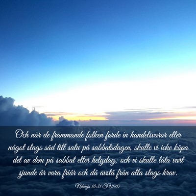 Picture 03 - Nehemja 10:31 SV1917 - Och när de främmande folken förde in - Bible Verse Picture