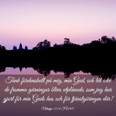 Picture 03 - Nehemja 13:14 SV1917 - Tänk fördenskull på mig, min Gud, och låt - Bible Verse Picture