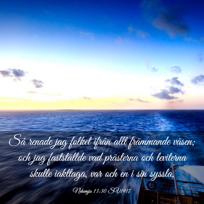 Picture 03 - Nehemja 13:30 SV1917 - Så renade jag folket ifrån allt främmande - Bible Verse Picture
