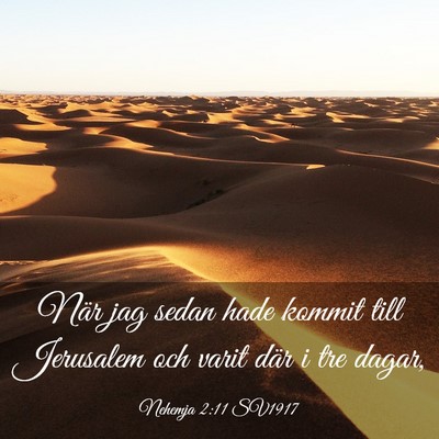 Picture 03 - Nehemja 2:11 SV1917 - När jag sedan hade kommit till Jerusalem och - Bible Verse Picture