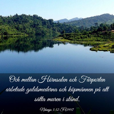 Picture 03 - Nehemja 3:32 SV1917 - Och mellan Hörnsalen och Fårporten arbetade - Bible Verse Picture