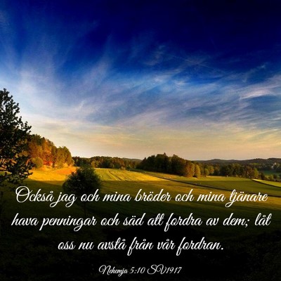 Picture 03 - Nehemja 5:10 SV1917 - Också jag och mina bröder och mina tjänare - Bible Verse Picture