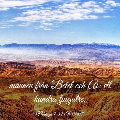 Picture 03 - Nehemja 7:32 SV1917 - männen från Betel och Ai: ett hundra - Bible Verse Picture