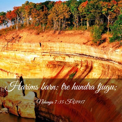 Picture 03 - Nehemja 7:35 SV1917 - Harims barn: tre hundra - Bible Verse Picture