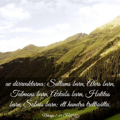 Picture 03 - Nehemja 7:45 SV1917 - av dörrvaktarna: Sallums barn, Aters barn, - Bible Verse Picture