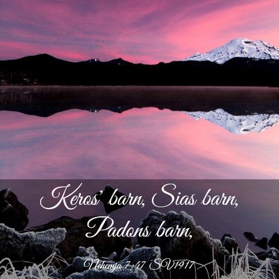 Picture 03 - Nehemja 7:47 SV1917 - Keros' barn, Sias barn, Padons - Bible Verse Picture