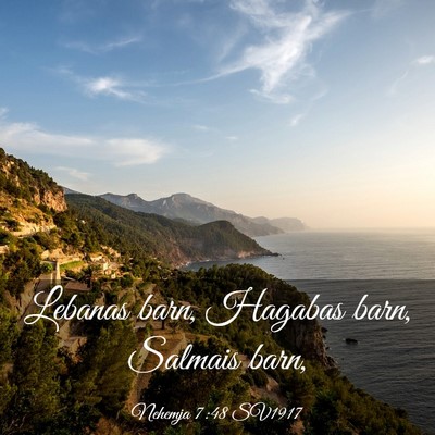 Picture 03 - Nehemja 7:48 SV1917 - Lebanas barn, Hagabas barn, Salmais - Bible Verse Picture