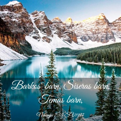 Picture 03 - Nehemja 7:55 SV1917 - Barkos' barn, Siseras barn, Temas - Bible Verse Picture
