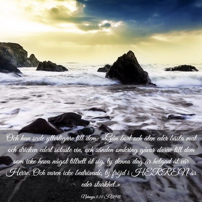 Picture 03 - Nehemja 8:10 SV1917 - Och han sade ytterligare till dem: »Gån bort - Bible Verse Picture