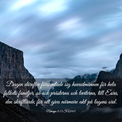 Picture 03 - Nehemja 8:13 SV1917 - Dagen därefter församlade sig huvudmännen för - Bible Verse Picture