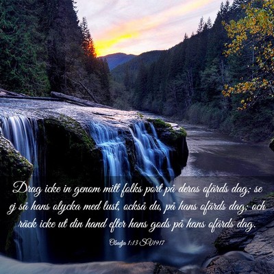 Picture 03 - Obadja 1:13 SV1917 - Drag icke in genom mitt folks port på deras - Bible Verse Picture