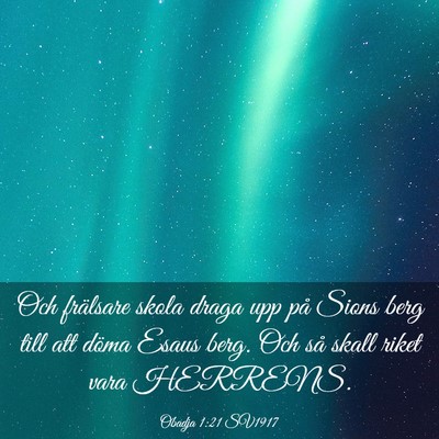 Picture 03 - Obadja 1:21 SV1917 - Och frälsare skola draga upp på Sions berg till - Bible Verse Picture