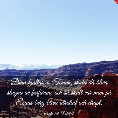 Picture 03 - Obadja 1:9 SV1917 - Dina hjältar, o Teman, skola då bliva slagna av - Bible Verse Picture