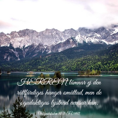 Picture 03 - Ordspråksboken 10:3 SV1917 - HERREN lämnar ej den rättfärdiges hunger - Bible Verse Picture