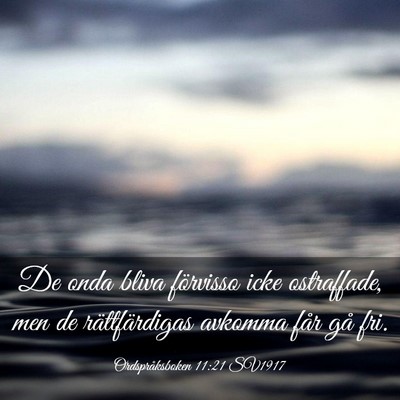 Picture 03 - Ordspråksboken 11:21 SV1917 - De onda bliva förvisso icke ostraffade, men de - Bible Verse Picture