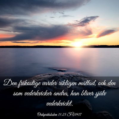 Picture 03 - Ordspråksboken 11:25 SV1917 - Den frikostige varder rikligen mättad, och den - Bible Verse Picture