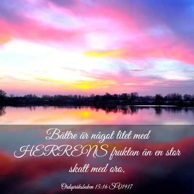 Picture 03 - Ordspråksboken 15:16 SV1917 - Bättre är något litet med HERRENS fruktan än - Bible Verse Picture