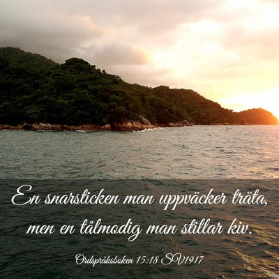 Picture 03 - Ordspråksboken 15:18 SV1917 - En snarsticken man uppväcker träta, men en - Bible Verse Picture