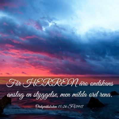 Picture 03 - Ordspråksboken 15:26 SV1917 - För HERREN äro ondskans anslag en styggelse, - Bible Verse Picture