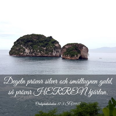 Picture 03 - Ordspråksboken 17:3 SV1917 - Degeln prövar silver och smältugnen guld, så - Bible Verse Picture
