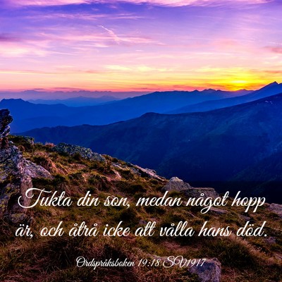 Picture 03 - Ordspråksboken 19:18 SV1917 - Tukta din son, medan något hopp är, och åtrå - Bible Verse Picture