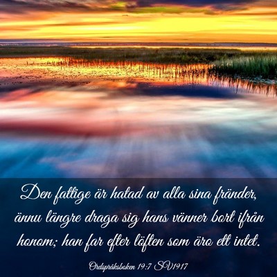 Picture 03 - Ordspråksboken 19:7 SV1917 - Den fattige är hatad av alla sina fränder, - Bible Verse Picture