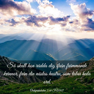 Picture 03 - Ordspråksboken 2:16 SV1917 - Så skall hon rädda dig ifrån främmande - Bible Verse Picture
