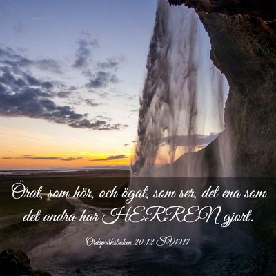 Picture 03 - Ordspråksboken 20:12 SV1917 - Örat, som hör, och ögat, som ser, det ena som - Bible Verse Picture