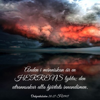 Picture 03 - Ordspråksboken 20:27 SV1917 - Anden i människan är en HERRENS lykta; den - Bible Verse Picture