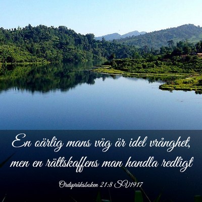 Picture 03 - Ordspråksboken 21:8 SV1917 - En oärlig mans väg är idel vrånghet, men en - Bible Verse Picture