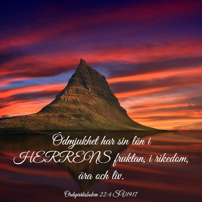 Picture 03 - Ordspråksboken 22:4 SV1917 - Ödmjukhet har sin lön i HERRENS fruktan, i - Bible Verse Picture