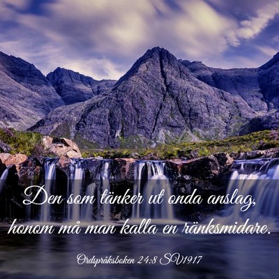 Picture 03 - Ordspråksboken 24:8 SV1917 - Den som tänker ut onda anslag, honom må man - Bible Verse Picture