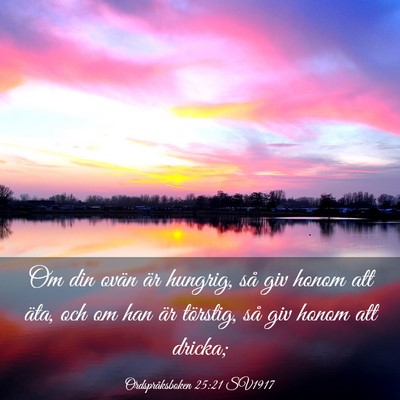 Picture 03 - Ordspråksboken 25:21 SV1917 - Om din ovän är hungrig, så giv honom att äta, - Bible Verse Picture