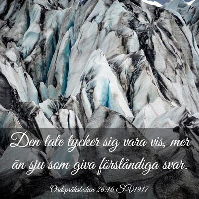 Picture 03 - Ordspråksboken 26:16 SV1917 - Den late tycker sig vara vis, mer än sju som - Bible Verse Picture