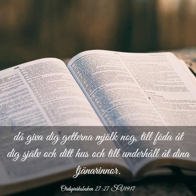 Picture 03 - Ordspråksboken 27:27 SV1917 - då giva dig getterna mjölk nog, till föda åt - Bible Verse Picture