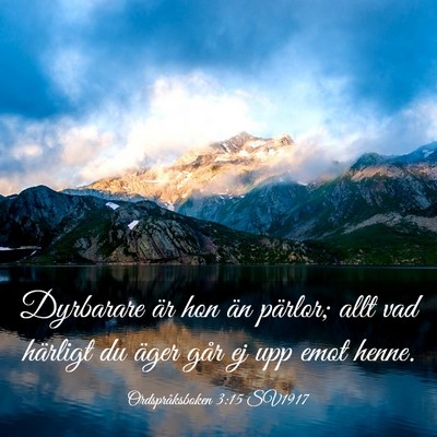 Picture 03 - Ordspråksboken 3:15 SV1917 - Dyrbarare är hon än pärlor; allt vad härligt - Bible Verse Picture