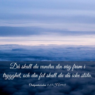 Picture 03 - Ordspråksboken 3:23 SV1917 - Då skall du vandra din väg fram i trygghet, och - Bible Verse Picture