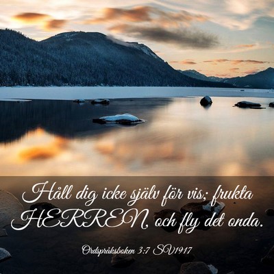 Picture 03 - Ordspråksboken 3:7 SV1917 - Håll dig icke själv för vis; frukta HERREN, - Bible Verse Picture