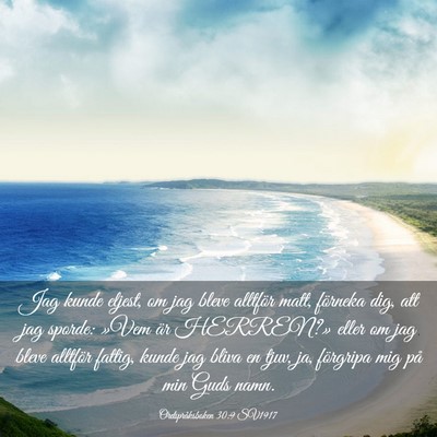 Picture 03 - Ordspråksboken 30:9 SV1917 - Jag kunde eljest, om jag bleve alltför matt, - Bible Verse Picture