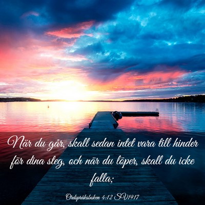 Picture 03 - Ordspråksboken 4:12 SV1917 - När du går, skall sedan intet vara till hinder - Bible Verse Picture