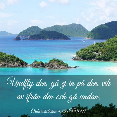 Picture 03 - Ordspråksboken 4:15 SV1917 - Undfly den, gå ej in på den, vik av ifrån den - Bible Verse Picture