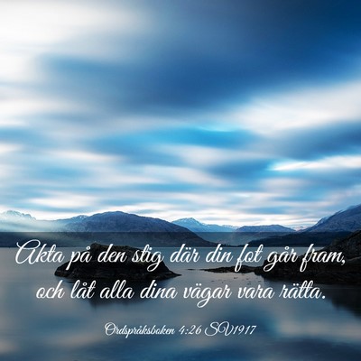 Picture 03 - Ordspråksboken 4:26 SV1917 - Akta på den stig där din fot går fram, och - Bible Verse Picture