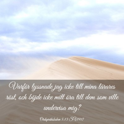 Picture 03 - Ordspråksboken 5:13 SV1917 - Varför lyssnade jag icke till mina lärares - Bible Verse Picture