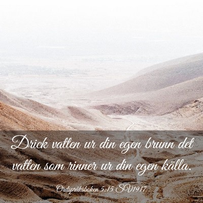 Picture 03 - Ordspråksboken 5:15 SV1917 - Drick vatten ur din egen brunn det vatten som - Bible Verse Picture