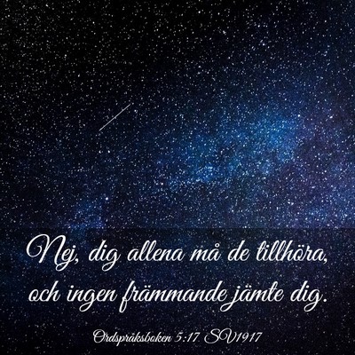 Picture 03 - Ordspråksboken 5:17 SV1917 - Nej, dig allena må de tillhöra, och ingen - Bible Verse Picture